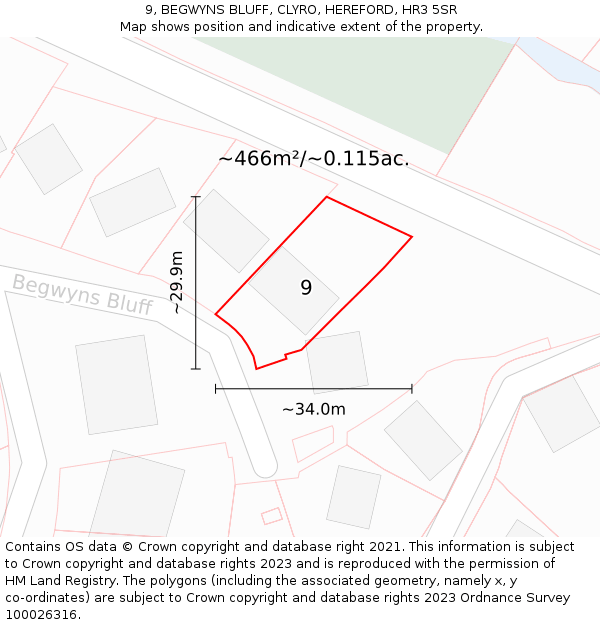 9, BEGWYNS BLUFF, CLYRO, HEREFORD, HR3 5SR: Plot and title map