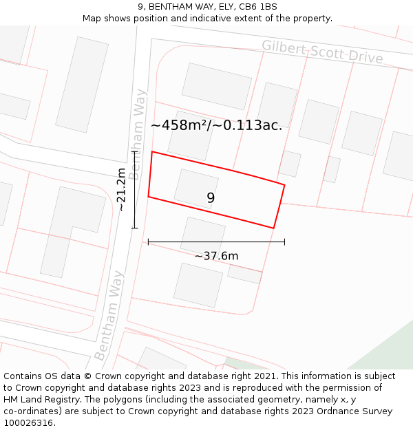 9, BENTHAM WAY, ELY, CB6 1BS: Plot and title map