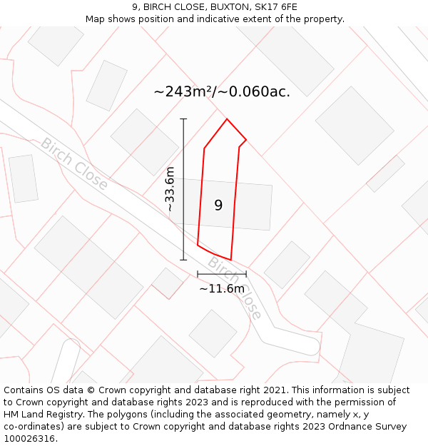 9, BIRCH CLOSE, BUXTON, SK17 6FE: Plot and title map