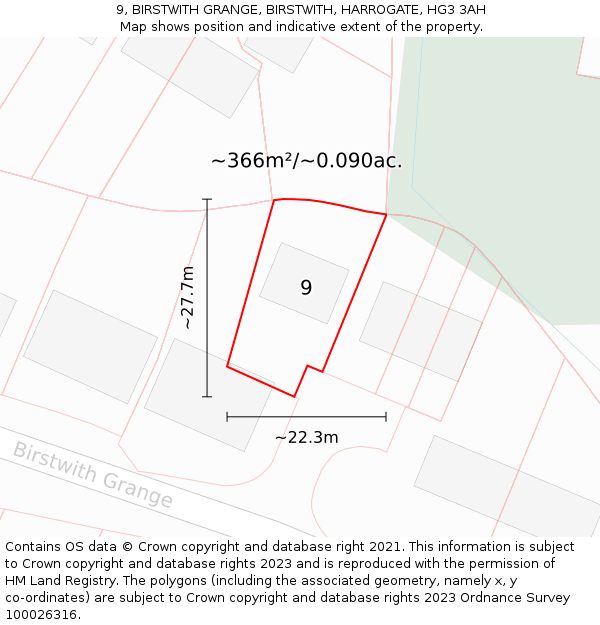 9, BIRSTWITH GRANGE, BIRSTWITH, HARROGATE, HG3 3AH: Plot and title map