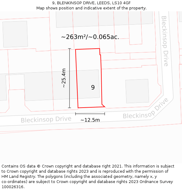 9, BLENKINSOP DRIVE, LEEDS, LS10 4GF: Plot and title map