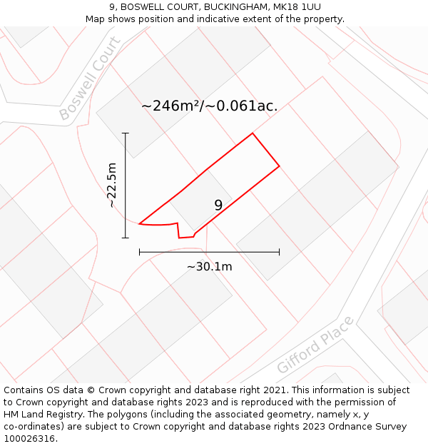 9, BOSWELL COURT, BUCKINGHAM, MK18 1UU: Plot and title map