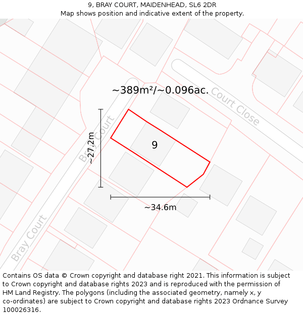 9, BRAY COURT, MAIDENHEAD, SL6 2DR: Plot and title map