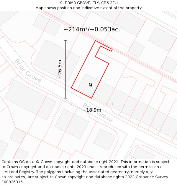9, BRIAR GROVE, ELY, CB6 3EU: Plot and title map