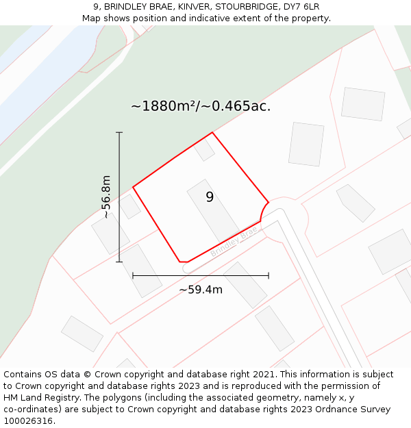 9, BRINDLEY BRAE, KINVER, STOURBRIDGE, DY7 6LR: Plot and title map