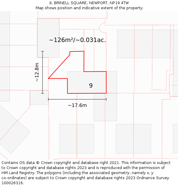 9, BRINELL SQUARE, NEWPORT, NP19 4TW: Plot and title map