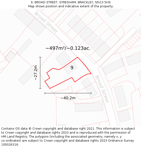 9, BROAD STREET, SYRESHAM, BRACKLEY, NN13 5HS: Plot and title map