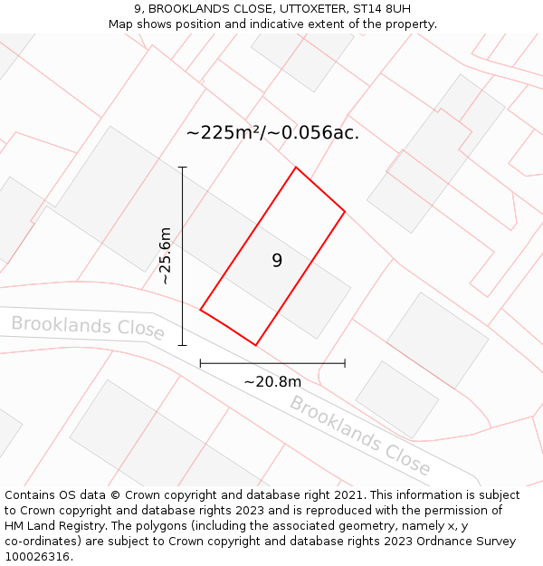 9, BROOKLANDS CLOSE, UTTOXETER, ST14 8UH: Plot and title map