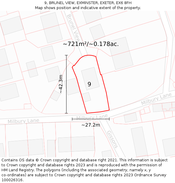 9, BRUNEL VIEW, EXMINSTER, EXETER, EX6 8FH: Plot and title map