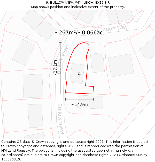 9, BULLOW VIEW, WINKLEIGH, EX19 8JR: Plot and title map
