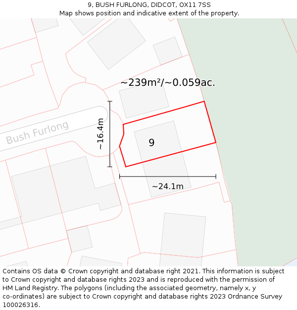 9, BUSH FURLONG, DIDCOT, OX11 7SS: Plot and title map