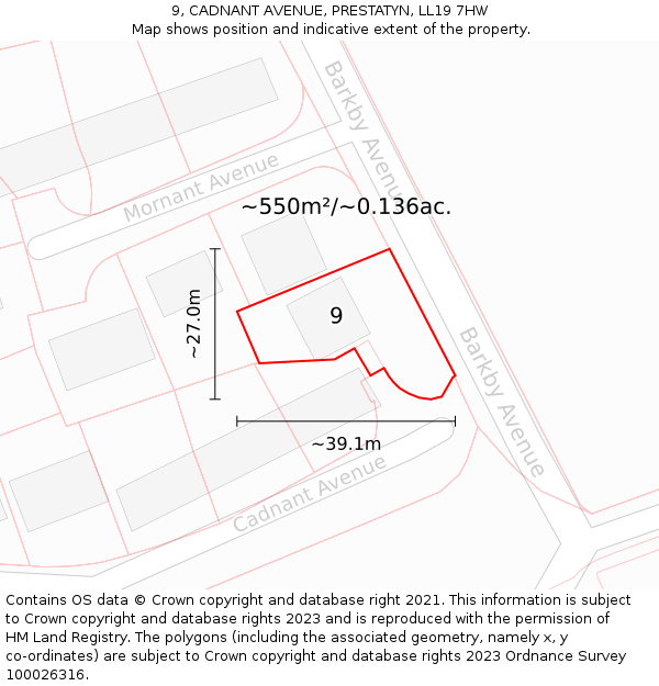 9, CADNANT AVENUE, PRESTATYN, LL19 7HW: Plot and title map