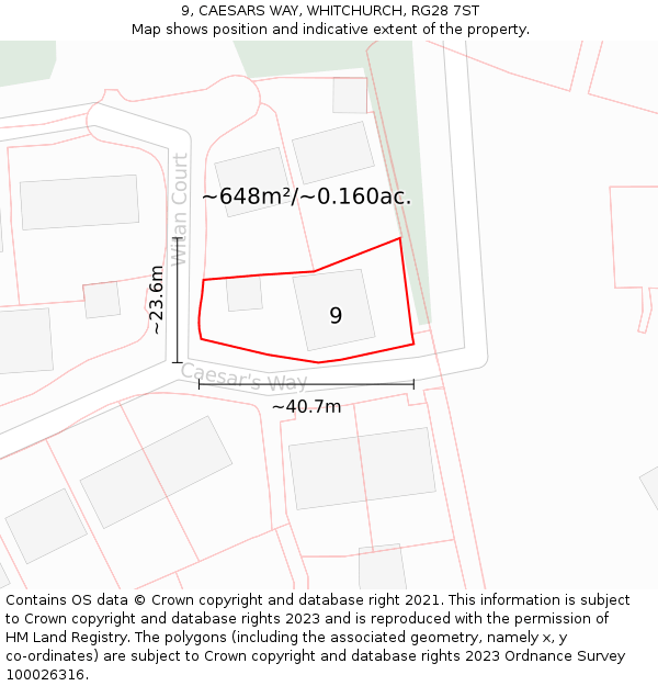 9, CAESARS WAY, WHITCHURCH, RG28 7ST: Plot and title map