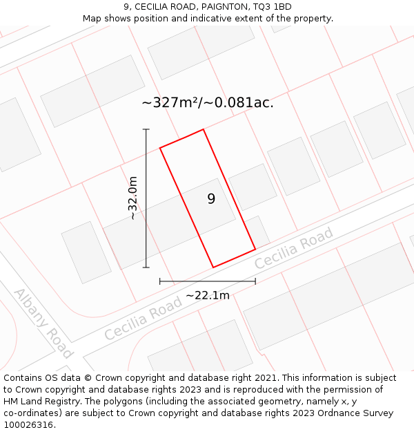 9, CECILIA ROAD, PAIGNTON, TQ3 1BD: Plot and title map
