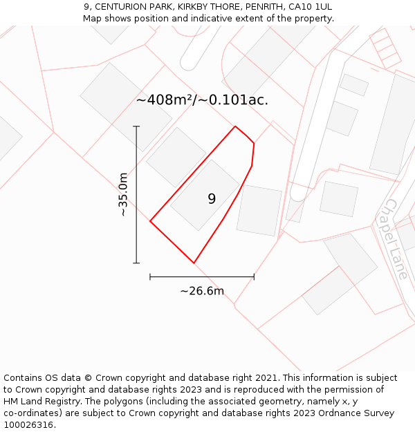 9, CENTURION PARK, KIRKBY THORE, PENRITH, CA10 1UL: Plot and title map