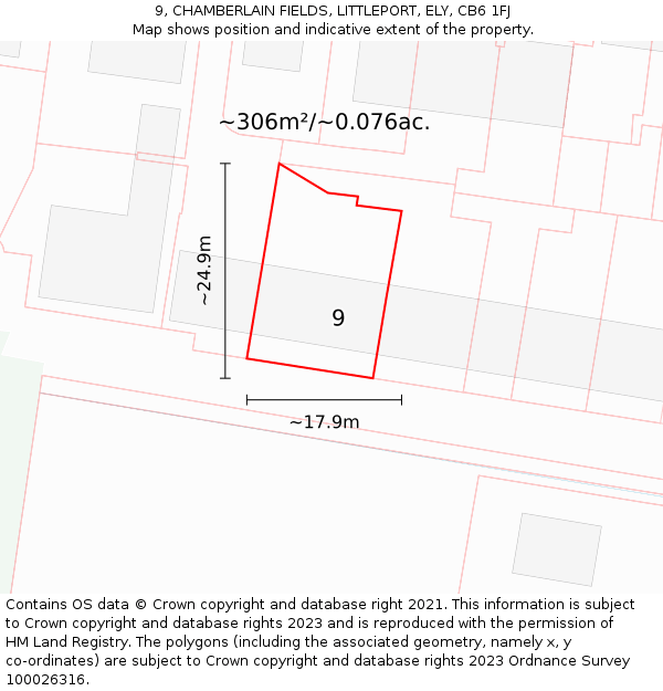 9, CHAMBERLAIN FIELDS, LITTLEPORT, ELY, CB6 1FJ: Plot and title map