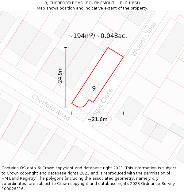 9, CHERFORD ROAD, BOURNEMOUTH, BH11 8SU: Plot and title map