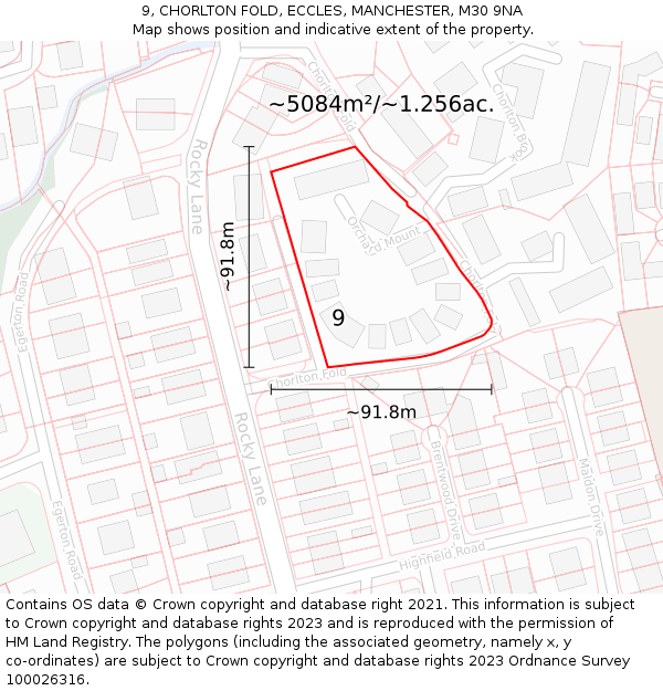 9, CHORLTON FOLD, ECCLES, MANCHESTER, M30 9NA: Plot and title map