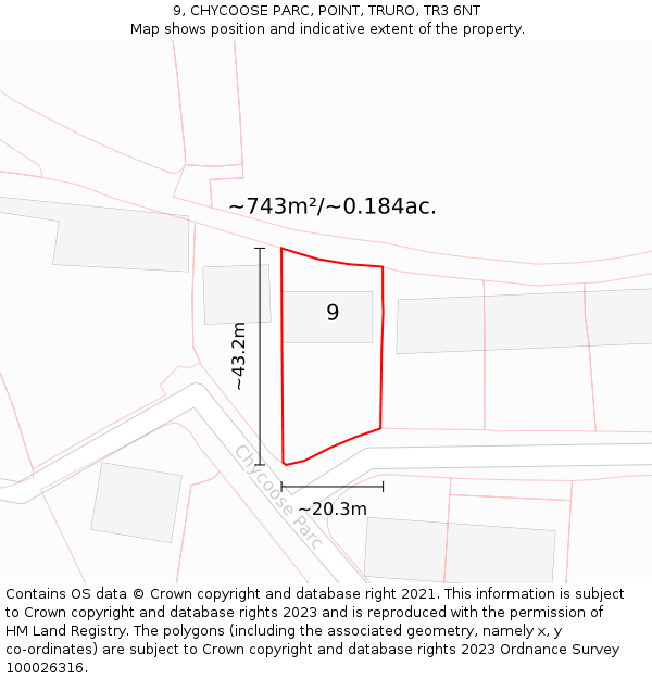 9, CHYCOOSE PARC, POINT, TRURO, TR3 6NT: Plot and title map