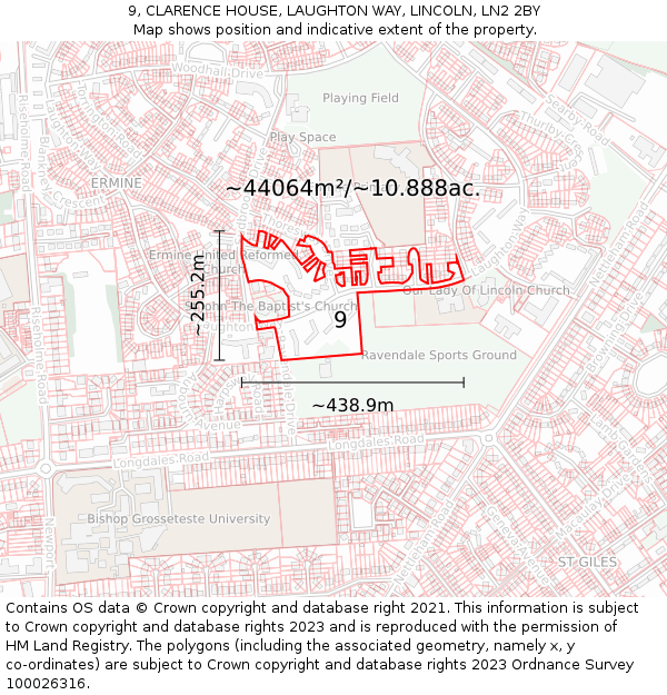 9, CLARENCE HOUSE, LAUGHTON WAY, LINCOLN, LN2 2BY: Plot and title map