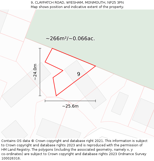 9, CLAYPATCH ROAD, WYESHAM, MONMOUTH, NP25 3PN: Plot and title map