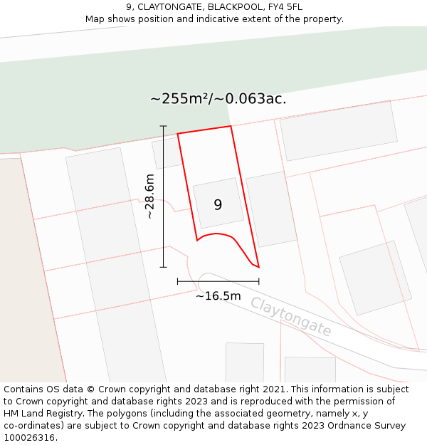 9, CLAYTONGATE, BLACKPOOL, FY4 5FL: Plot and title map