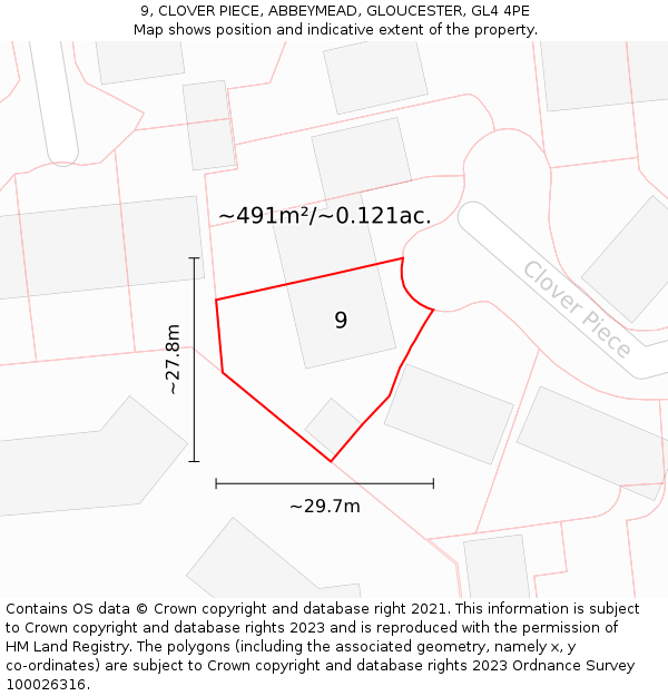 9, CLOVER PIECE, ABBEYMEAD, GLOUCESTER, GL4 4PE: Plot and title map