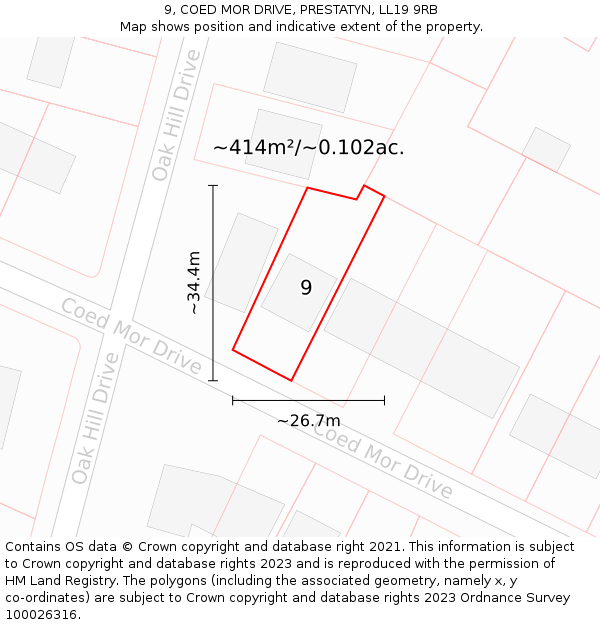 9, COED MOR DRIVE, PRESTATYN, LL19 9RB: Plot and title map