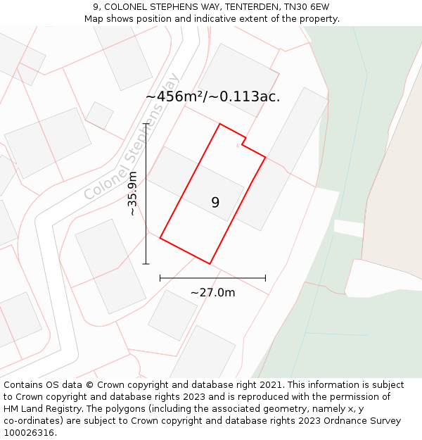 9, COLONEL STEPHENS WAY, TENTERDEN, TN30 6EW: Plot and title map