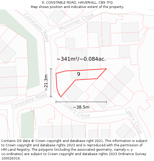 9, CONSTABLE ROAD, HAVERHILL, CB9 7FQ: Plot and title map