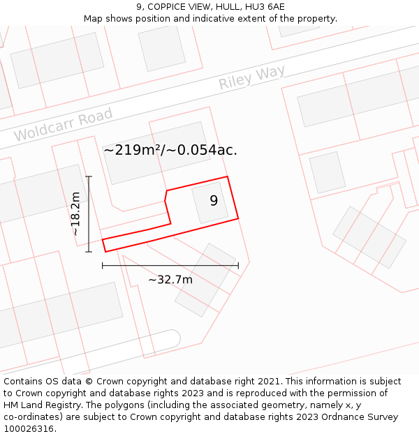 9, COPPICE VIEW, HULL, HU3 6AE: Plot and title map