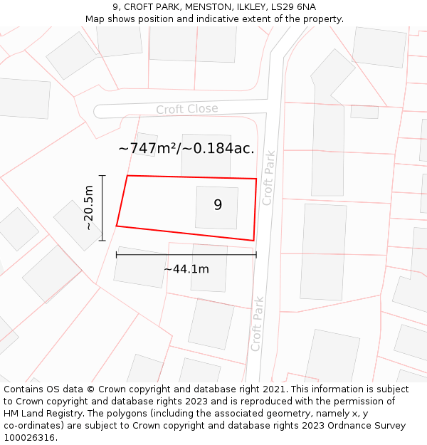 9, CROFT PARK, MENSTON, ILKLEY, LS29 6NA: Plot and title map
