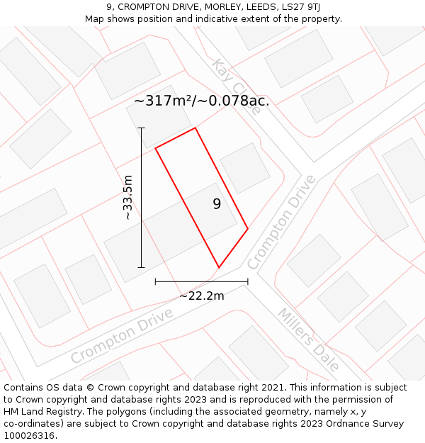 9, CROMPTON DRIVE, MORLEY, LEEDS, LS27 9TJ: Plot and title map