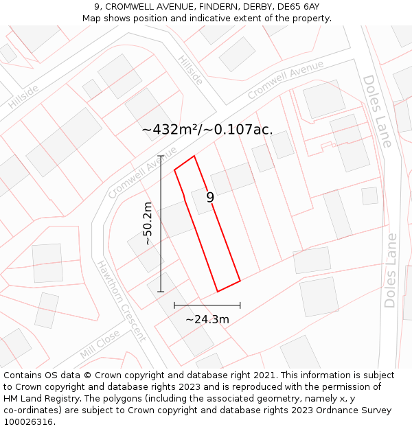 9, CROMWELL AVENUE, FINDERN, DERBY, DE65 6AY: Plot and title map