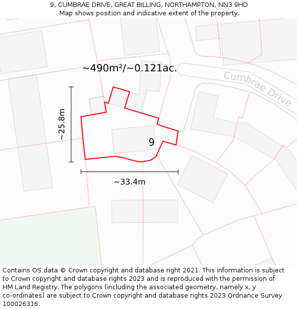 9, CUMBRAE DRIVE, GREAT BILLING, NORTHAMPTON, NN3 9HD: Plot and title map