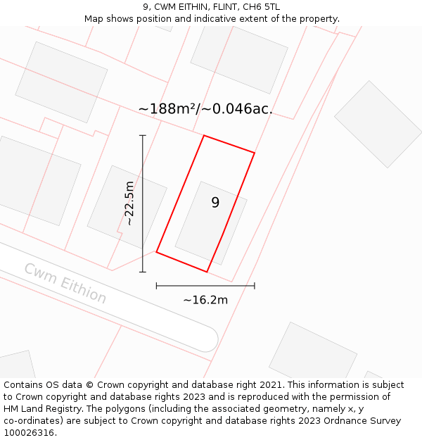 9, CWM EITHIN, FLINT, CH6 5TL: Plot and title map