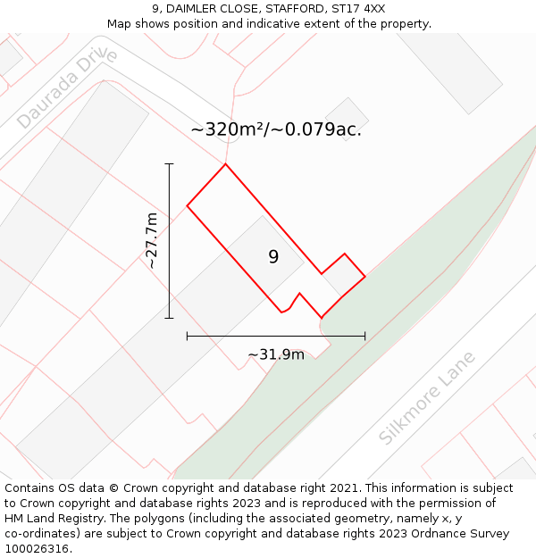 9, DAIMLER CLOSE, STAFFORD, ST17 4XX: Plot and title map