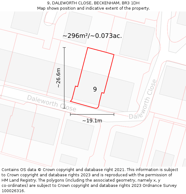 9, DALEWORTH CLOSE, BECKENHAM, BR3 1DH: Plot and title map