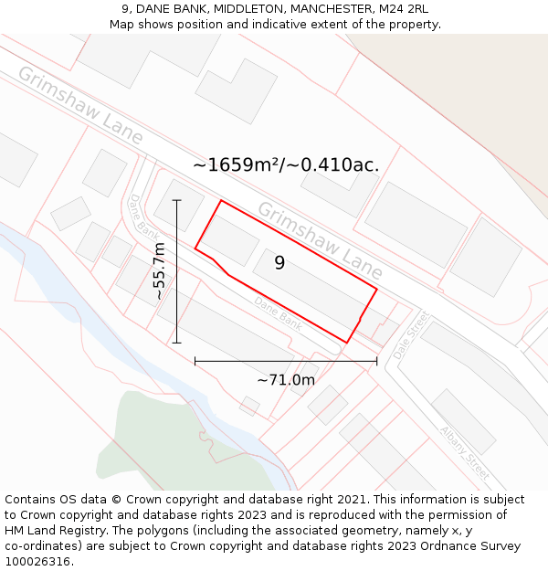9, DANE BANK, MIDDLETON, MANCHESTER, M24 2RL: Plot and title map