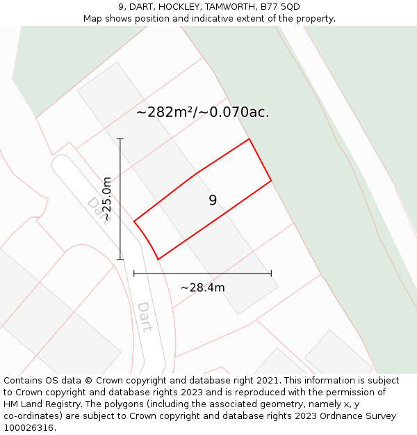 9, DART, HOCKLEY, TAMWORTH, B77 5QD: Plot and title map