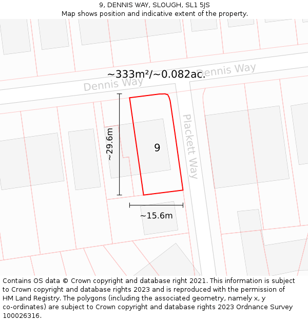 9, DENNIS WAY, SLOUGH, SL1 5JS: Plot and title map