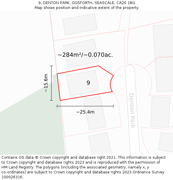 9, DENTON PARK, GOSFORTH, SEASCALE, CA20 1BG: Plot and title map