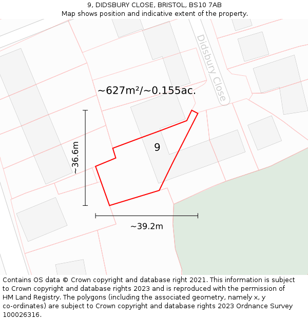 9, DIDSBURY CLOSE, BRISTOL, BS10 7AB: Plot and title map