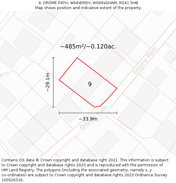 9, DROME PATH, WINNERSH, WOKINGHAM, RG41 5HB: Plot and title map