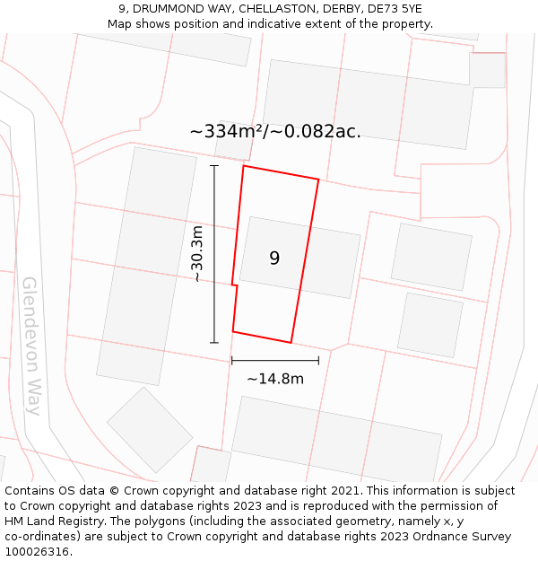 9, DRUMMOND WAY, CHELLASTON, DERBY, DE73 5YE: Plot and title map