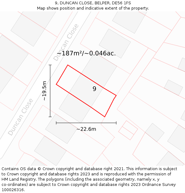 9, DUNCAN CLOSE, BELPER, DE56 1FS: Plot and title map