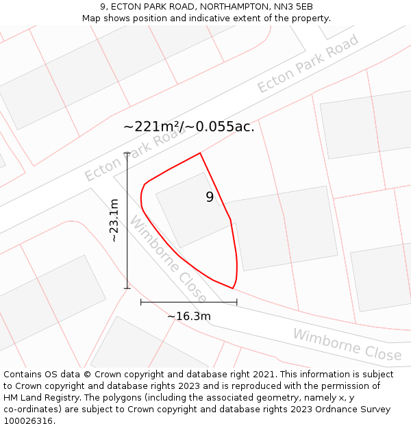 9, ECTON PARK ROAD, NORTHAMPTON, NN3 5EB: Plot and title map