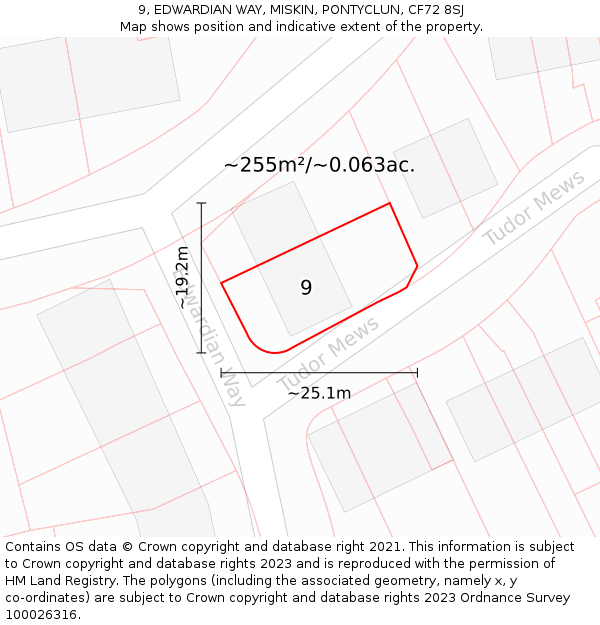 9, EDWARDIAN WAY, MISKIN, PONTYCLUN, CF72 8SJ: Plot and title map