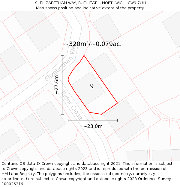 9, ELIZABETHAN WAY, RUDHEATH, NORTHWICH, CW9 7UH: Plot and title map