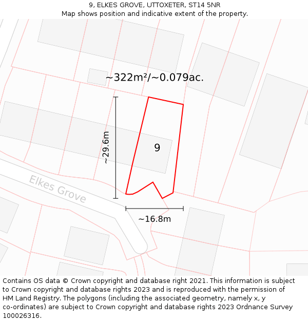 9, ELKES GROVE, UTTOXETER, ST14 5NR: Plot and title map